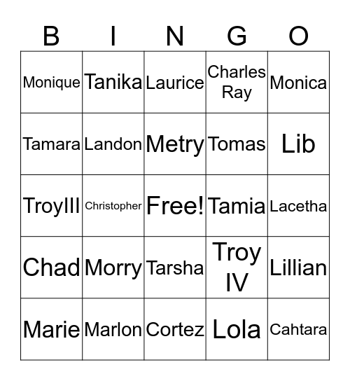 SWINNEY FAMILY REUNION 2018 Bingo Card