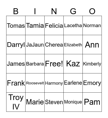 SWINNEY FAMILY REUNION 2018 Bingo Card