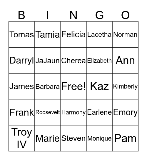 SWINNEY FAMILY REUNION 2018 Bingo Card
