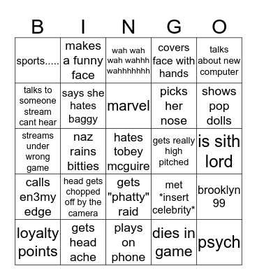 Slotts bingo Card