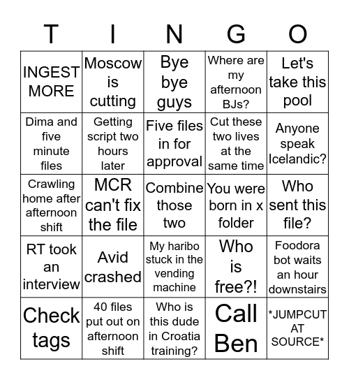 Ruptly World Cup Bingo Card