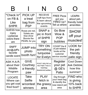 Pets on Parade Scavenger Hunt Bingo Card