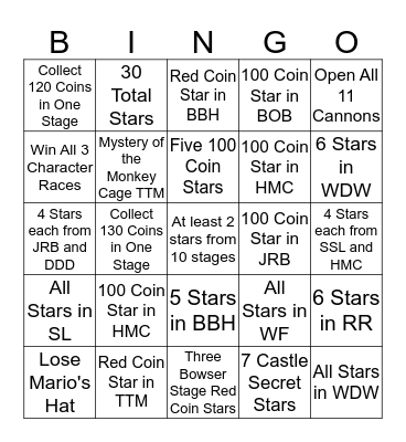SM64 Bingo Card