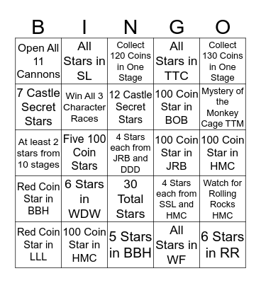 SM64 Bingo Card