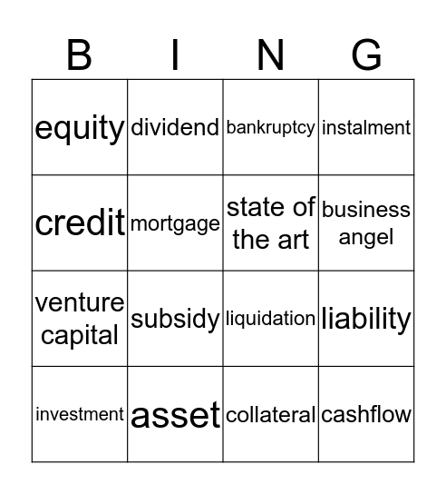 Raising Finances Bingo Card
