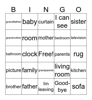 My Family Bingo Card