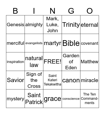 Religious 2 Bingo Card