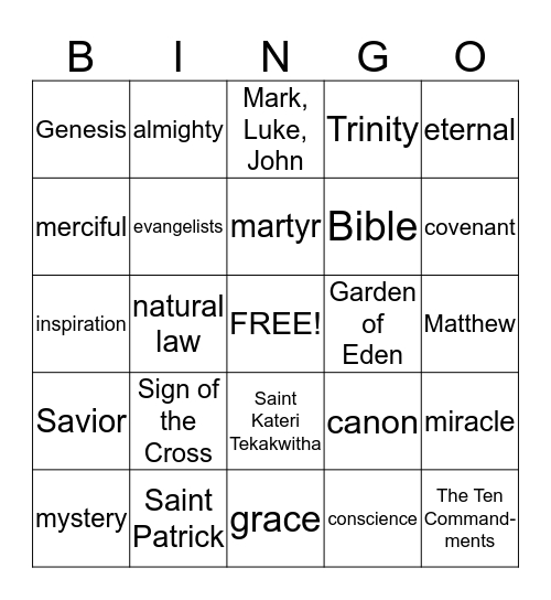 Religious 2 Bingo Card