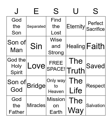 Our bridge to God Bingo Card