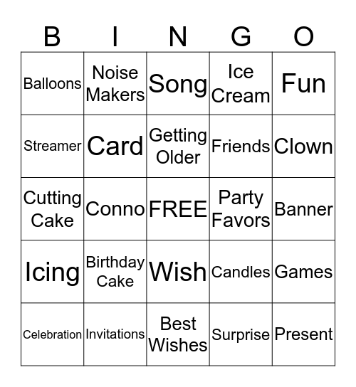 Happy 11th Birthday Connor Bingo Card