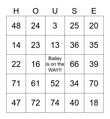 Adrianne's Baby Shower Bingo Card