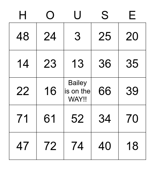 Adrianne's Baby Shower Bingo Card