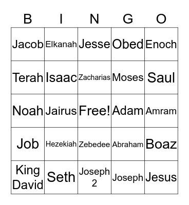 Bible Fathers Bingo Card