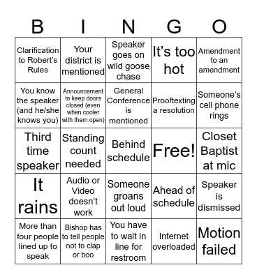 WNCC Annual Conference 2018 Bingo Card