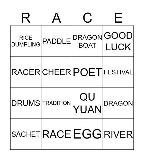 DRAGON BOAT BINGO Card