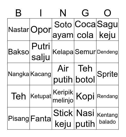 bingo lagi Bingo Card