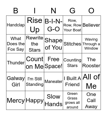 Ian's Musical Bingo Card