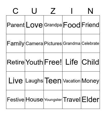 COUSINS CREW Bingo Card