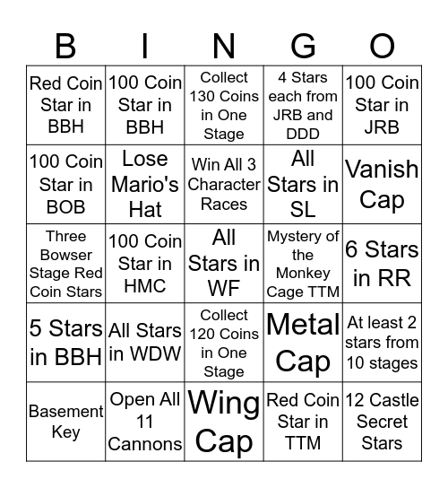 SM64 Bingo Card