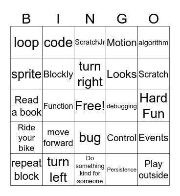 Code Summer Bingo Card