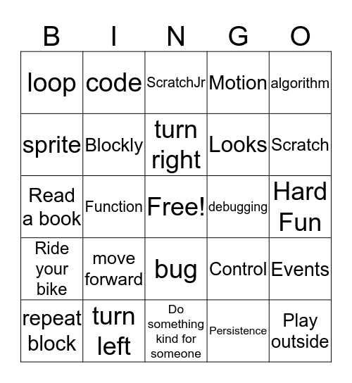 Code Summer Bingo Card