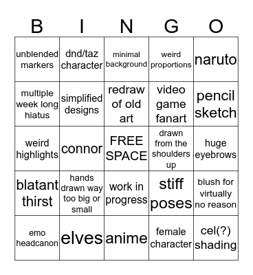 sarah's art bingo Card