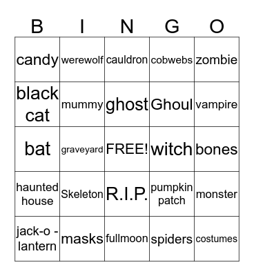 Halloween Bingo Card