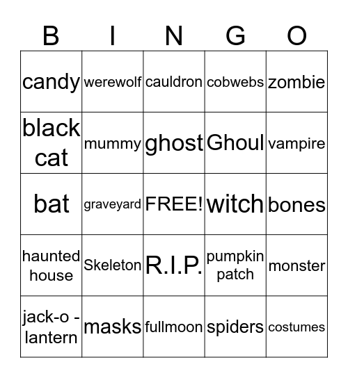Halloween Bingo Card