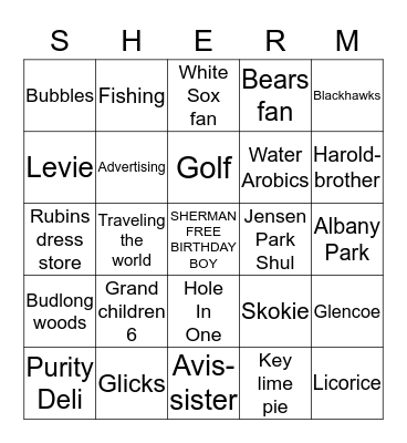 Happy 85th birthday Bingo Card