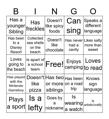 HUMAN Bingo Card