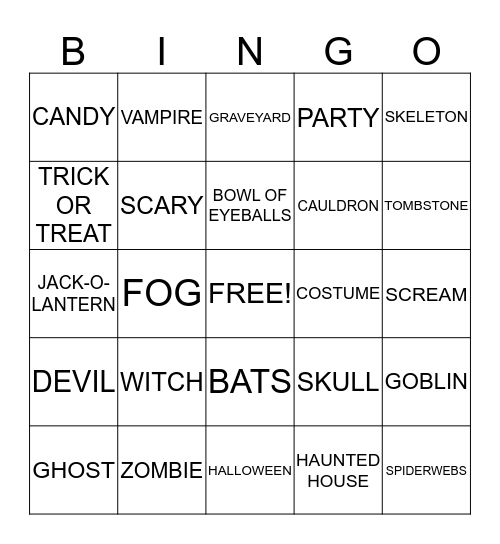 HALLOWEEN Bingo Card