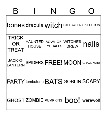 HALLOWEEN Bingo Card