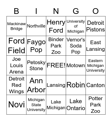 Musical Bingo Card