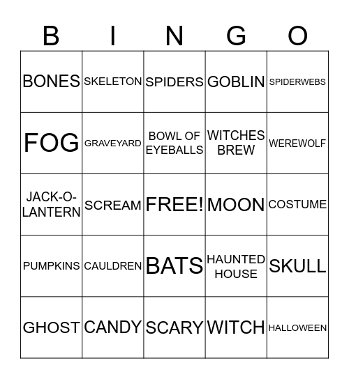 HALLOWEEN Bingo Card