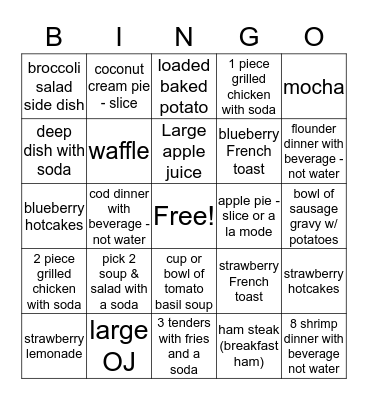 Bob's Bingo Card