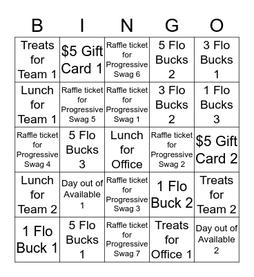 Prizes Bingo Card