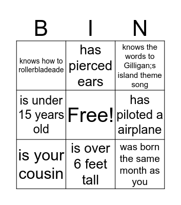 Find Someone  Who Bingo Card