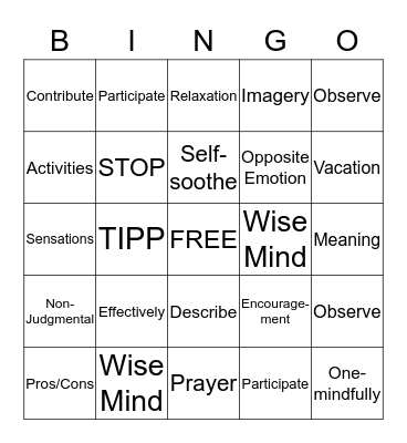DBT BINGO Card