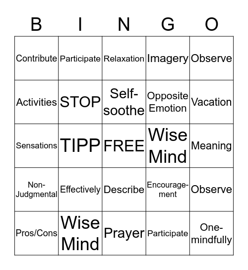 DBT BINGO Card