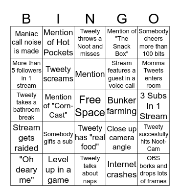 Tweety Bingo Card