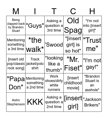 Mitch Bingo Card