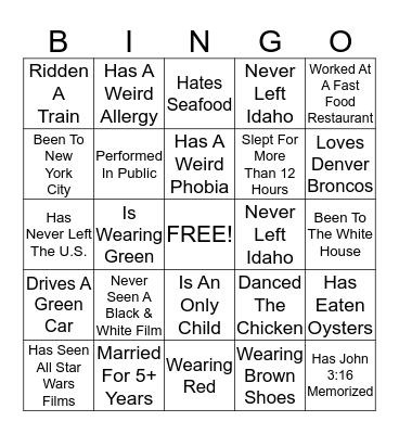 1830 Brown Shoe Bingo  Bingo Card