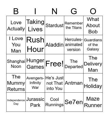Movies we like! Bingo Card