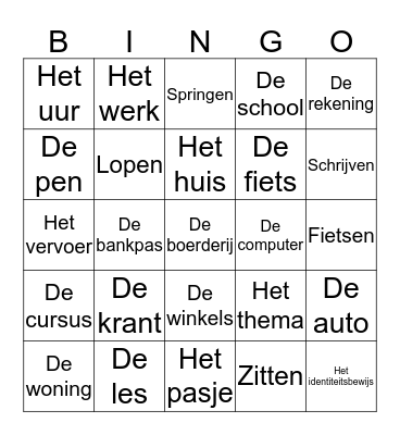 Woordbingo Card