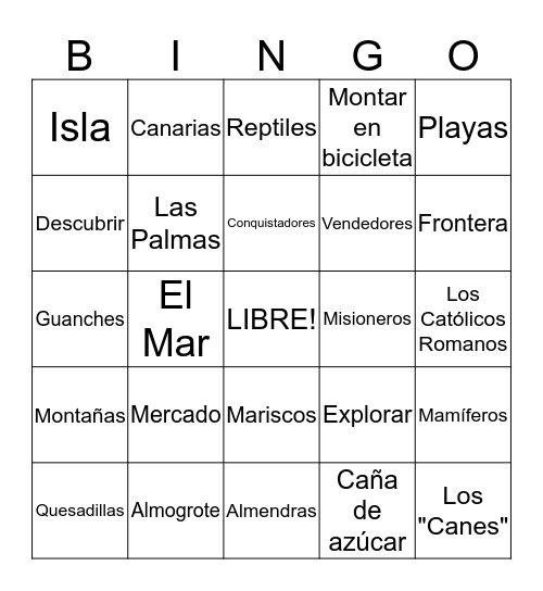 Regiones de España: Islas Canarias Bingo Card