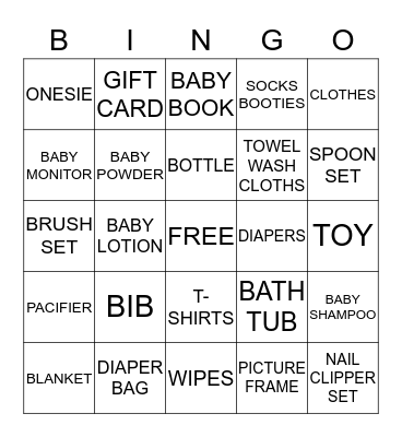 BABY SHOWER BINGO  Bingo Card