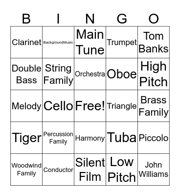 Musical Review Bingo Card