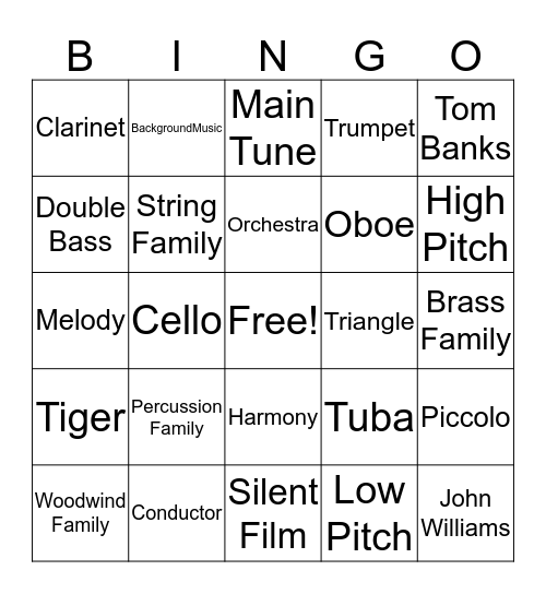 Musical Review Bingo Card