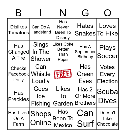 ERA Bingo Card