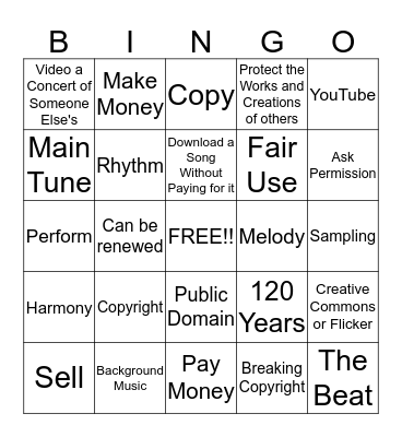 7th Grade Copyright Review Bingo 2 Bingo Card